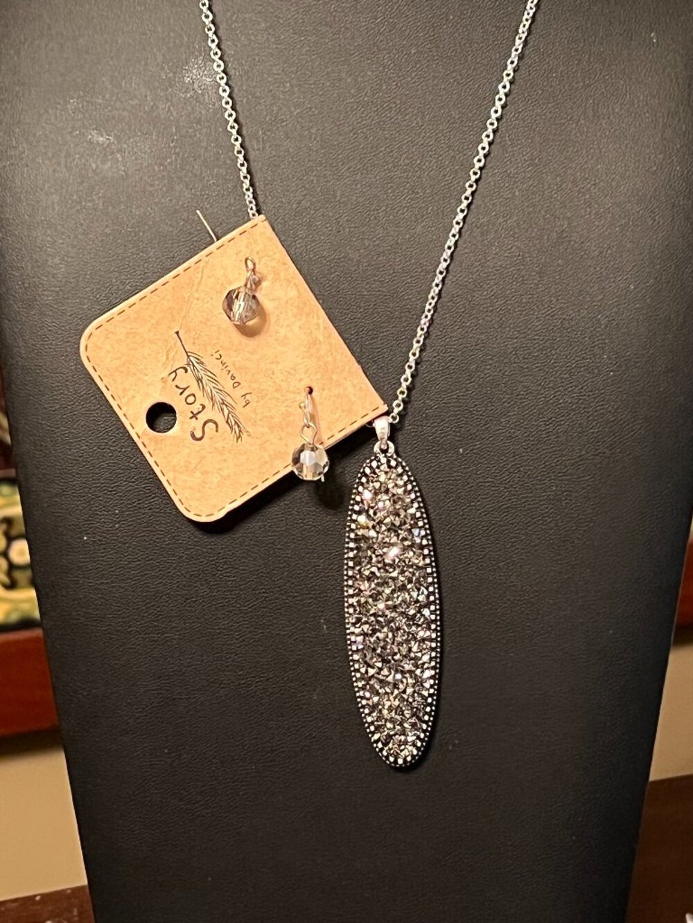 Story:  By Davinci Pendant Necklace and Pierced Hook Earrings (211)